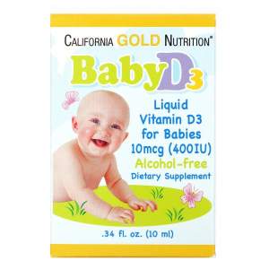 California Gold Nutrition, Витамин D3 в каплях для детей, 400 МЕ, 10 мл (